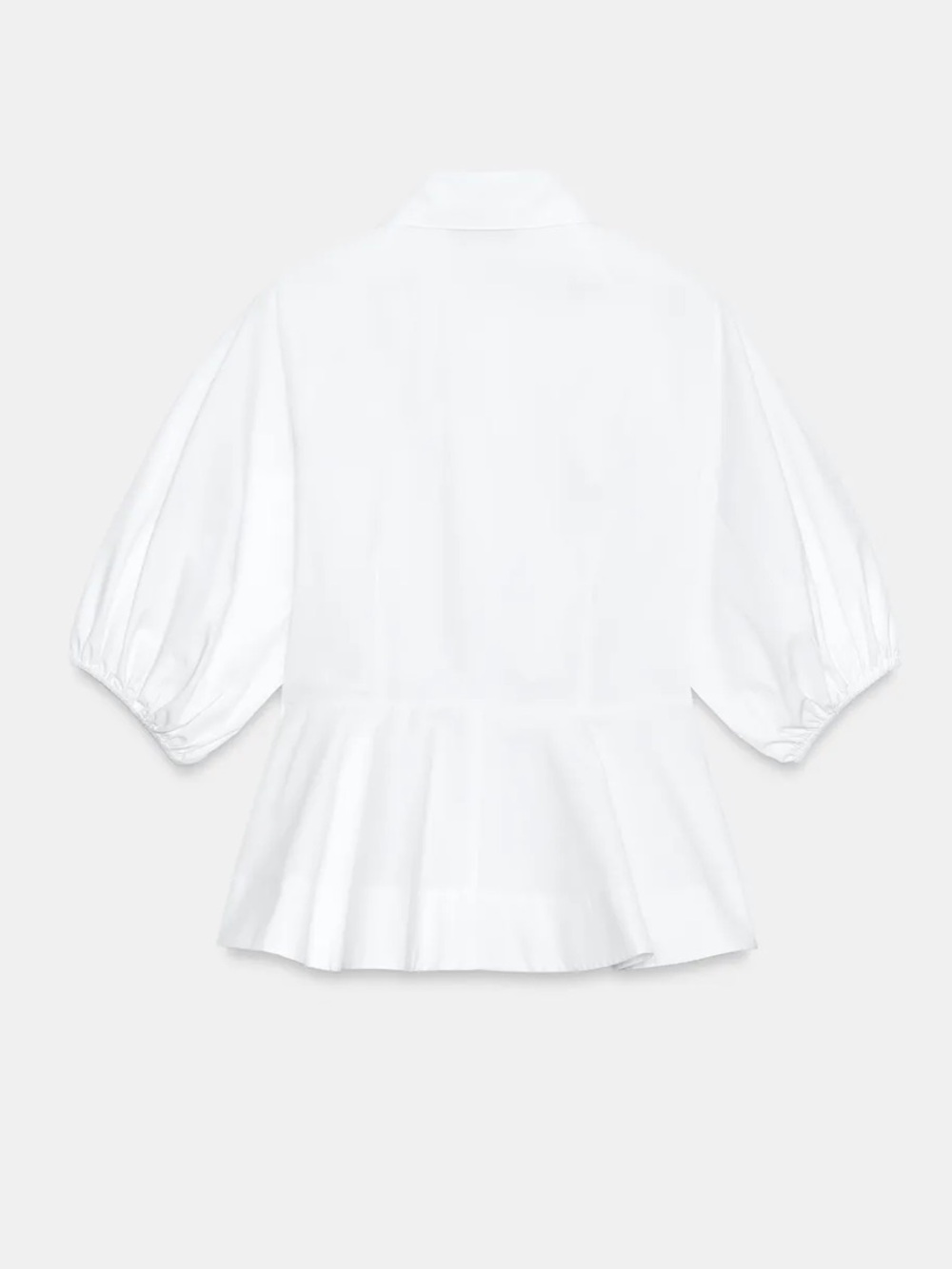 Zara NWT cotton white puff sleeve peplum button front shirt blouse top - Picture 12 of 13
